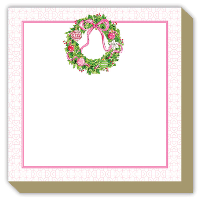 Pink Peppermint Wreath - Mini Luxe Notepad