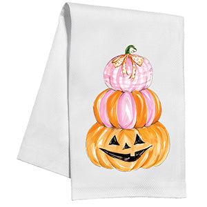 Pink & Orange Pumpkin Stack - Kitchen Towel