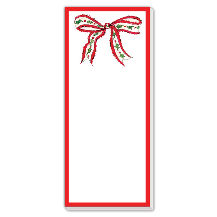 Red Holiday Bow - Luxe Skinny Notepad