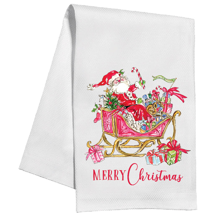 Merry Christmas Santa on His Way - Kitchen Towel