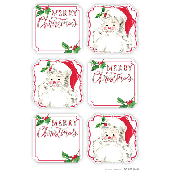 Merry Christmas Candy Canes & Santa - Stickers