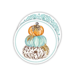 Round Seaglass Pumpkin Stack - Paper Coasters