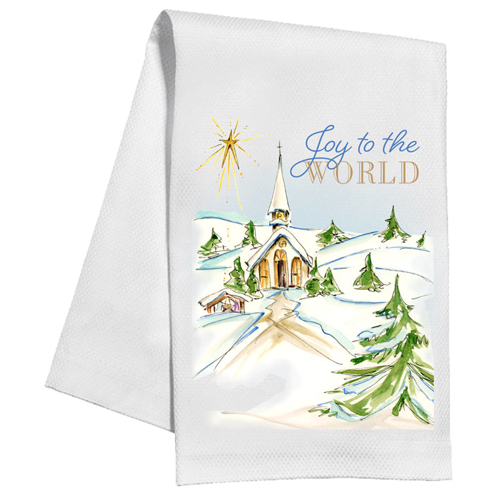 Joy to the World Snowy Church - Kitchen Towel