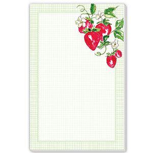 Strawberries w/ Green Gingham Border - Large Notepad