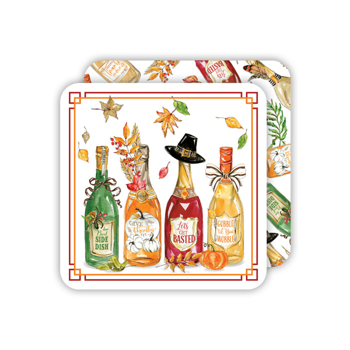 Thanksgiving Bottles - Square Coasters