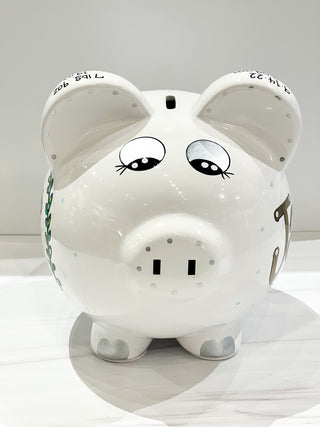 Hand-Painted Personalized Piggy Bank - Religious (Boy)