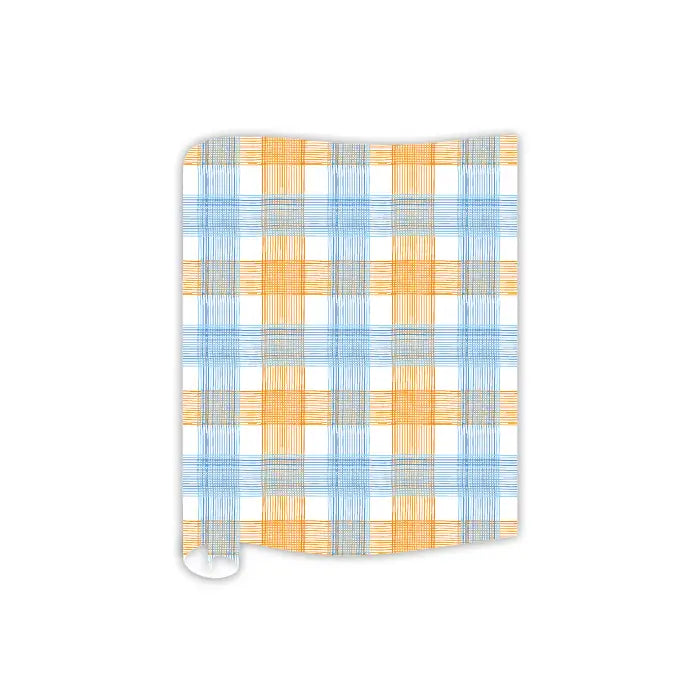 Blue / Orange Skinny Plaid - Table Runner