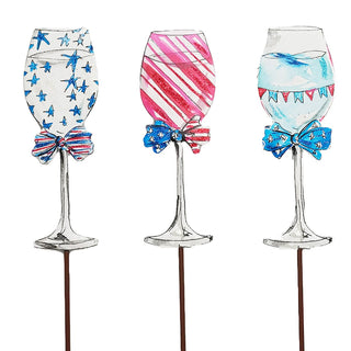 Patriotic Wine Glass Stake