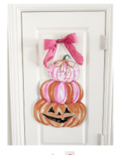 Pink Pumpkin Stack Door Hanger