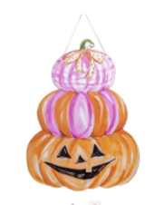 Pink Pumpkin Stack Door Hanger