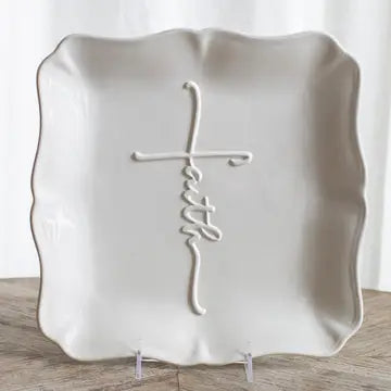 Faith Square Embossed Platter