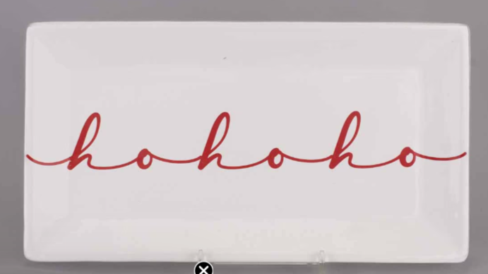 HoHoHo Red / White Script Rectangle Platter