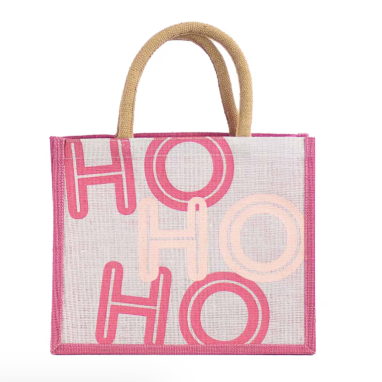 Pink / White HoHoHo Gift Tote