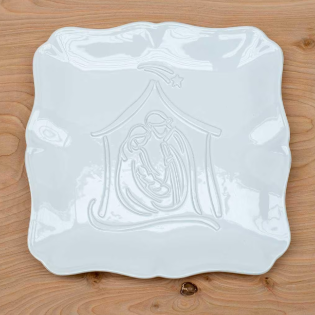 Nativity Embossed Square Platter