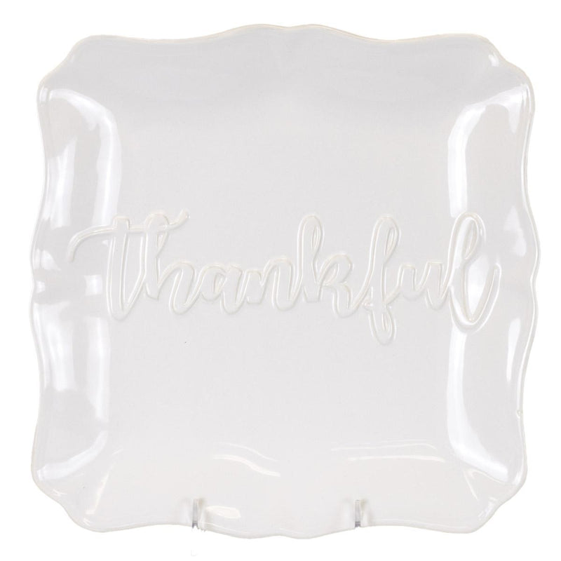 Thankful Square Embossed Platter