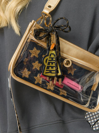 Black Cheer Gameday Bag Charm and Key Ring by Shiraleah