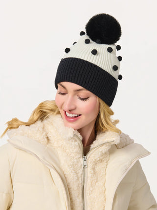 Black Jolly Pom Pom Beanie Hat