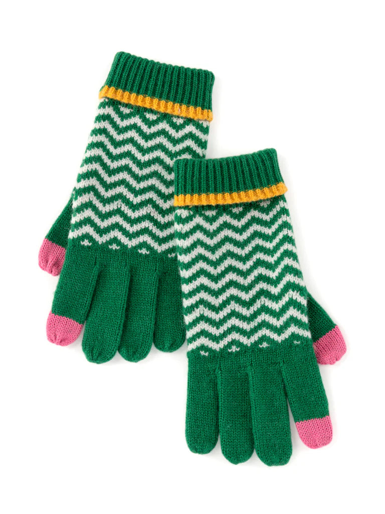 Green Chevron Touchscreen Gloves