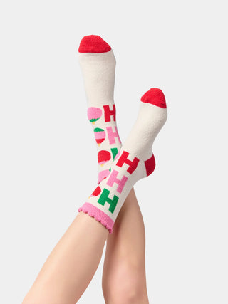 Ivory Ho Ho Ho Ornament Socks