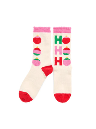 Ivory Ho Ho Ho Ornament Socks
