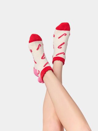 Ivory Candy Cane Socks