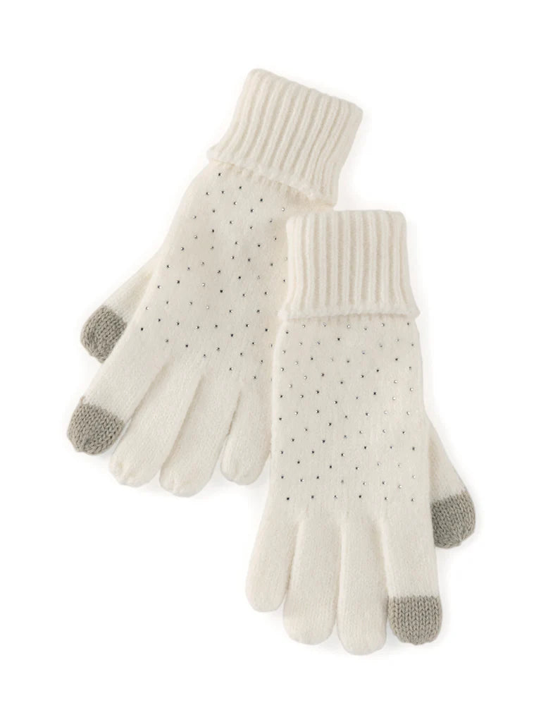 Ivory w/Rhinestones Touchscreen Gloves