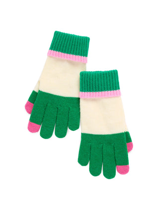 Ivory / Green / Pink Touchscreen Gloves