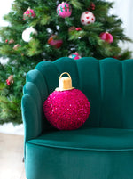 Magenta Sequin Medium Bauble Pillow