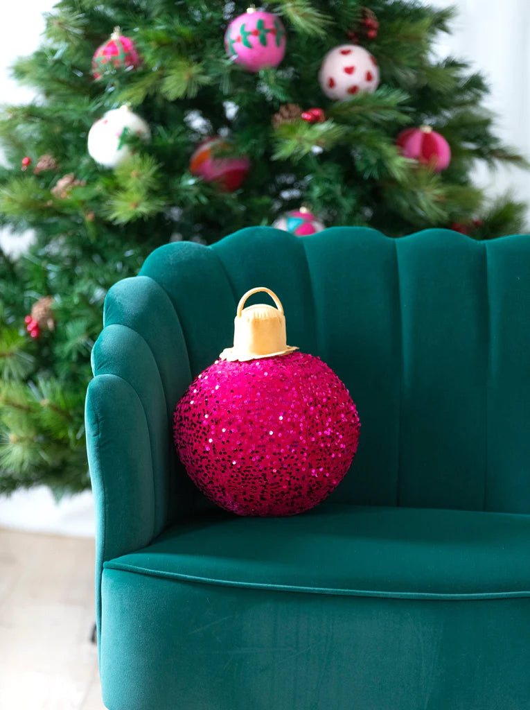 Magenta Sequin Medium Bauble Pillow