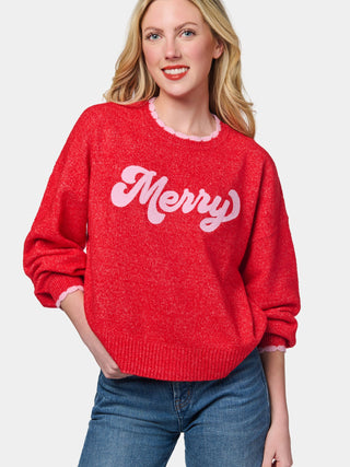 Merry Scallop Trim Relaxed Fit Sweater