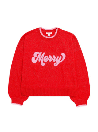 Merry Scallop Trim Relaxed Fit Sweater