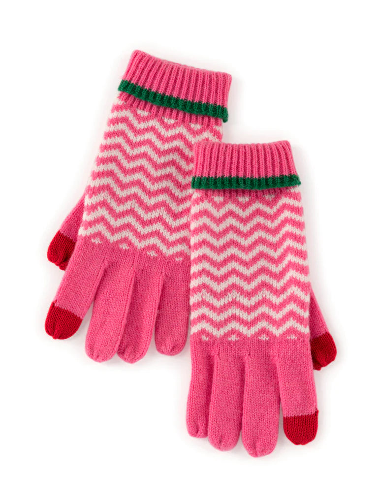 Pink Chevron Touchscreen Gloves