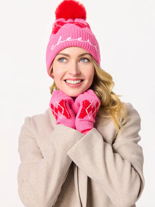 Pink Argyle Touchscreen Gloves