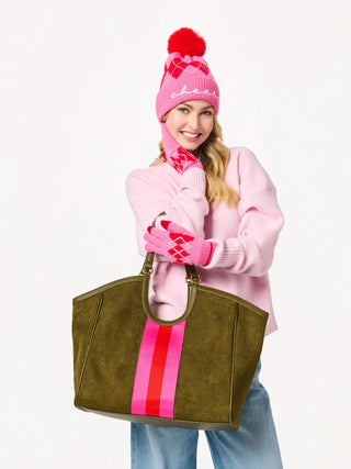 Pink Argyle Touchscreen Gloves