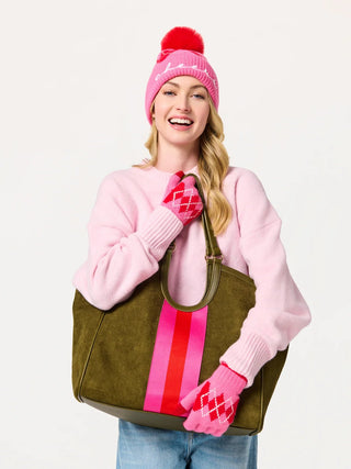 Pink Argyle Touchscreen Gloves