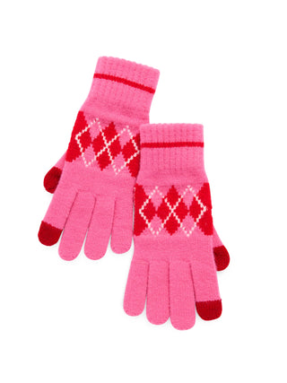 Pink Argyle Touchscreen Gloves