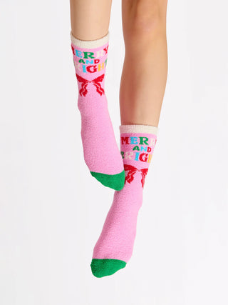 Pink Merry & Bright Socks — alternate view by Shiraleah