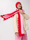 Pink / Red Scalloped Edge Scarf