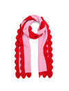 Pink / Red Scalloped Edge Scarf