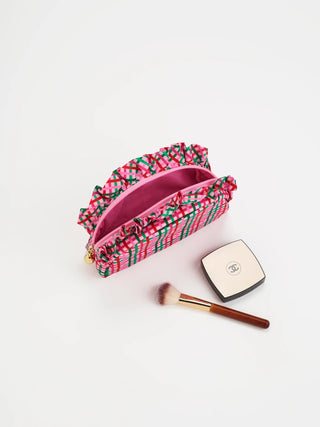 Plaid Ruffle Small Pouch (Personalization Included)