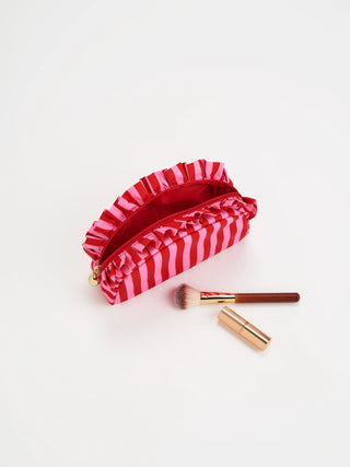 Pink / Red Stripe Ruffle Small Pouch (Personalization Included)