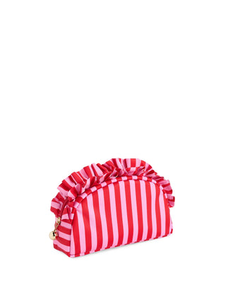 Pink / Red Stripe Ruffle Small Pouch (Personalization Included)