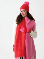 Red / Pink Color Block Touchscreen Gloves