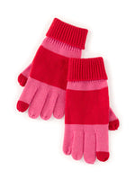 Red / Pink Color Block Touchscreen Gloves