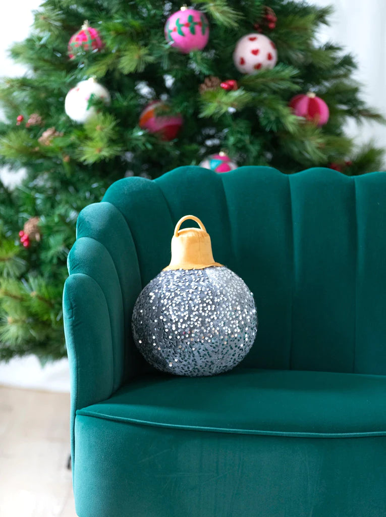 Silver Sequin Medium Bauble Pillow