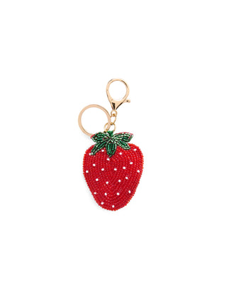 Strawberry Beaded Bag Charm