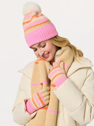 Tan / Pink / Orange Touchscreen Gloves