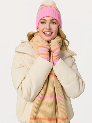 Tan / Pink / Orange Touchscreen Gloves