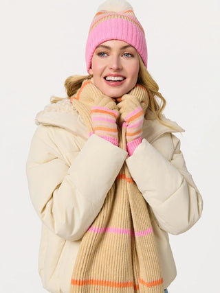Tan / Pink / Orange Elle Beanie Hat