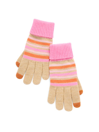 Tan / Pink / Orange Touchscreen Gloves